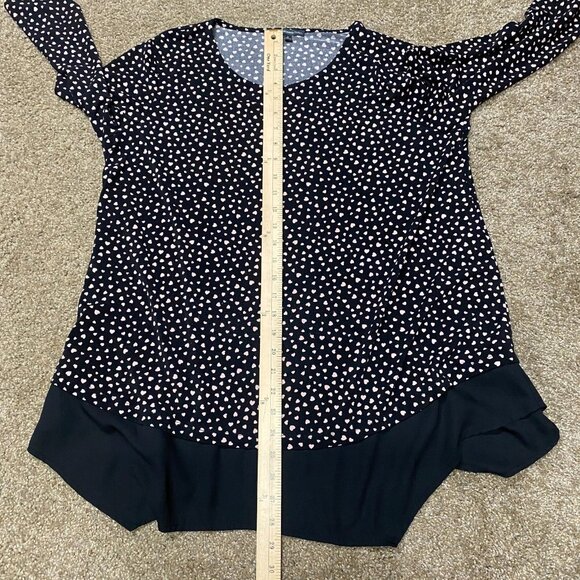 Adrianna Papell Heart Print Tunic Shirt Top Women's 1X Black Romance Valentines - Picture 10 of 12